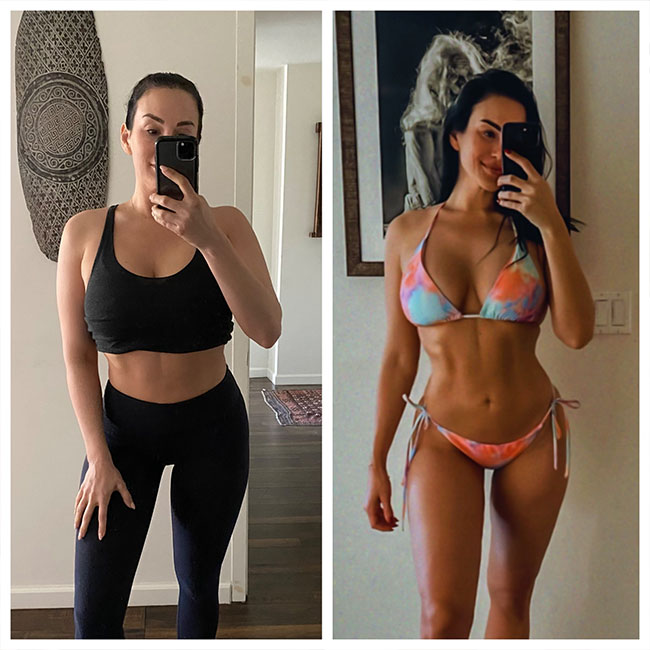 Woman's toned body results after visiting personal trainers in California